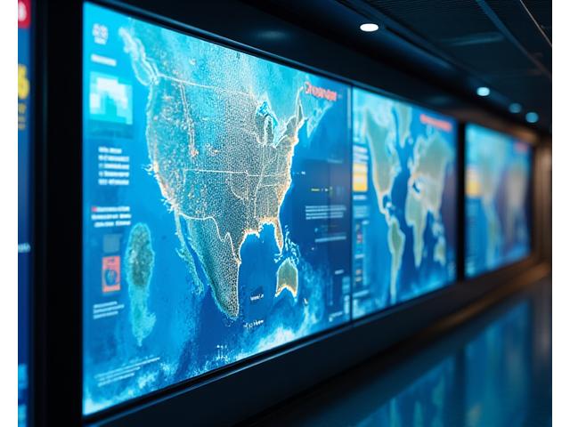Interface de modelagem climática mostrando projeções de aumento da temperatura do oceano e seus efeitos na distribuição de espécies de peixes.