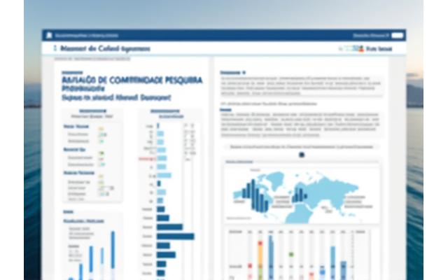Screenshot de um relatório automático gerado pelo sistema, com gráficos e tabelas de dados pesqueiros para conformidade regulatória.