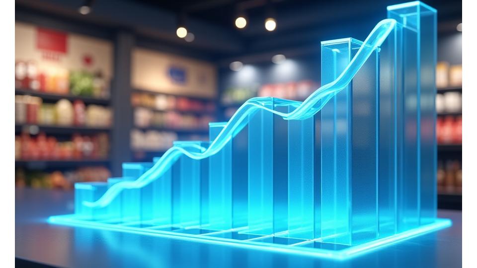 Visualização gráfica de tendências de mercado para produtos do mar sustentáveis na Europa, com indicadores de preço premium